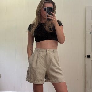 Vintage 90s Liz Claiborne Tan Bermuda Shorts High-Waisted Tailored